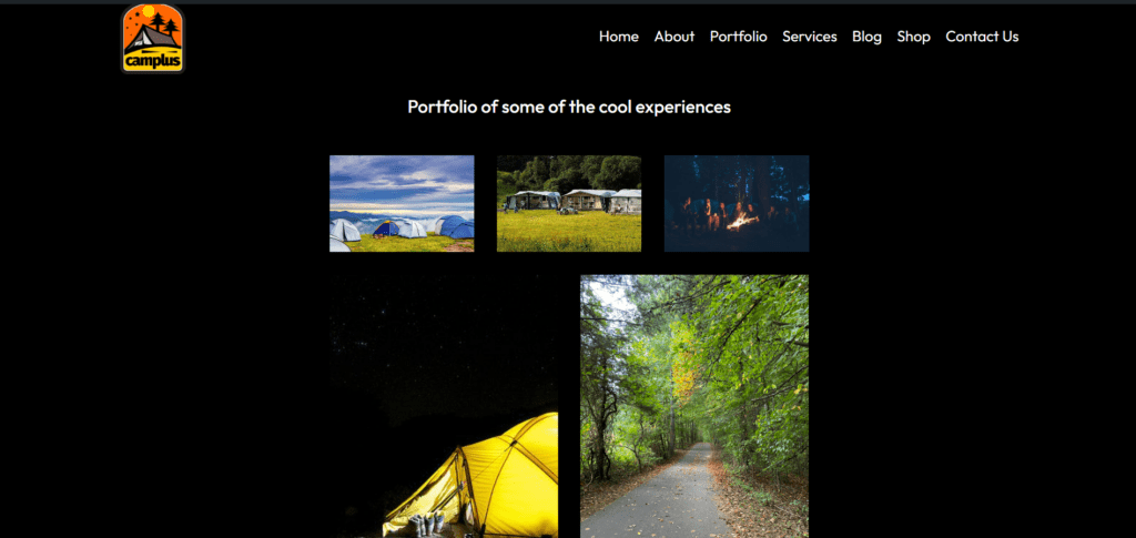 photo gallery with images of camping