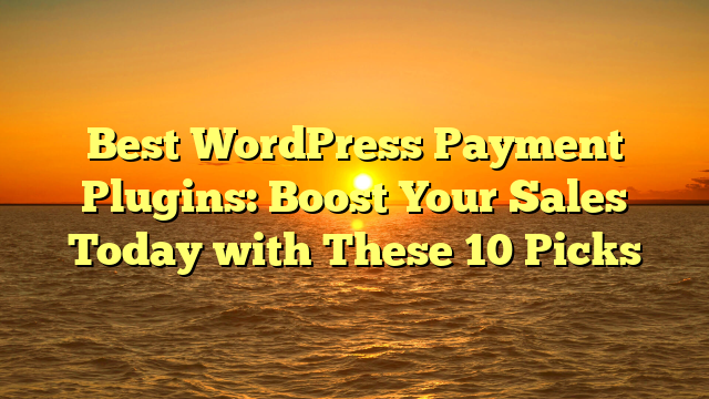 Best WordPress Payment Plugins: Boost Your Sales Today with These 10 Picks