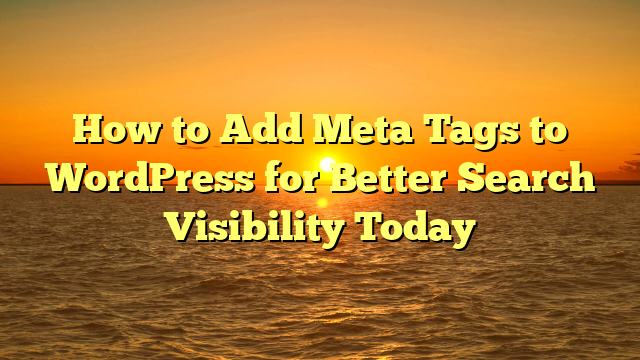 How to Add Meta Tags to WordPress for Better Search Visibility Today