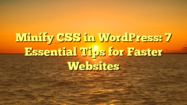 Minify CSS in WordPress: 7 Essential Tips for Faster Websites