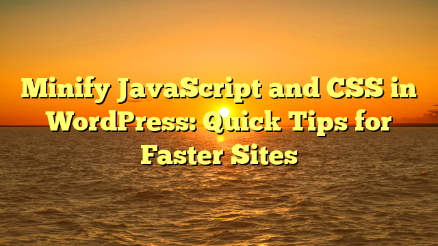 Minify JavaScript and CSS in WordPress: Quick Tips for Faster Sites