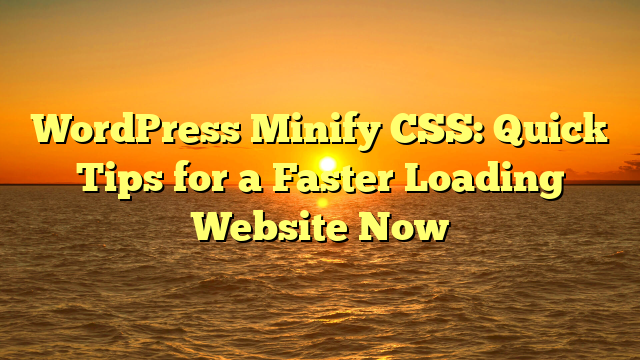 WordPress Minify CSS: Quick Tips for a Faster Loading Website Now