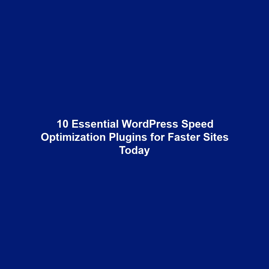 10 Essential WordPress Speed Optimization Plugins for Faster Sites Today