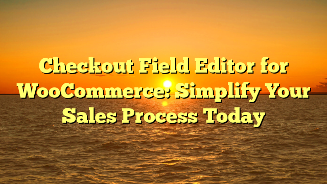 Checkout Field Editor for WooCommerce: Simplify Your Sales Process Today