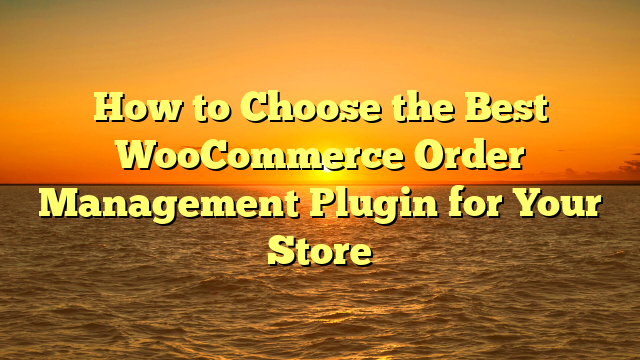 How to Choose the Best WooCommerce Order Management Plugin for Your Store